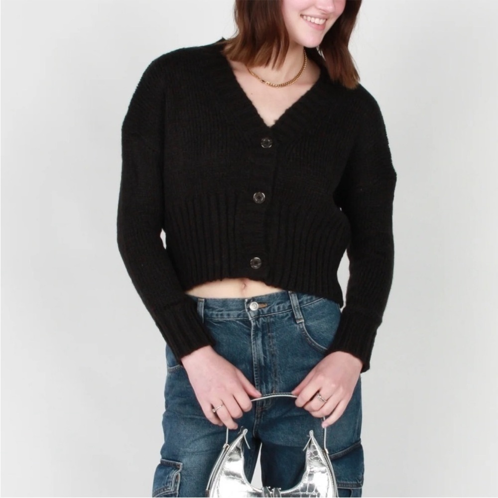 Wooden Ships Jac Cropped Ribbed Mohair Wool Cardigan M/L